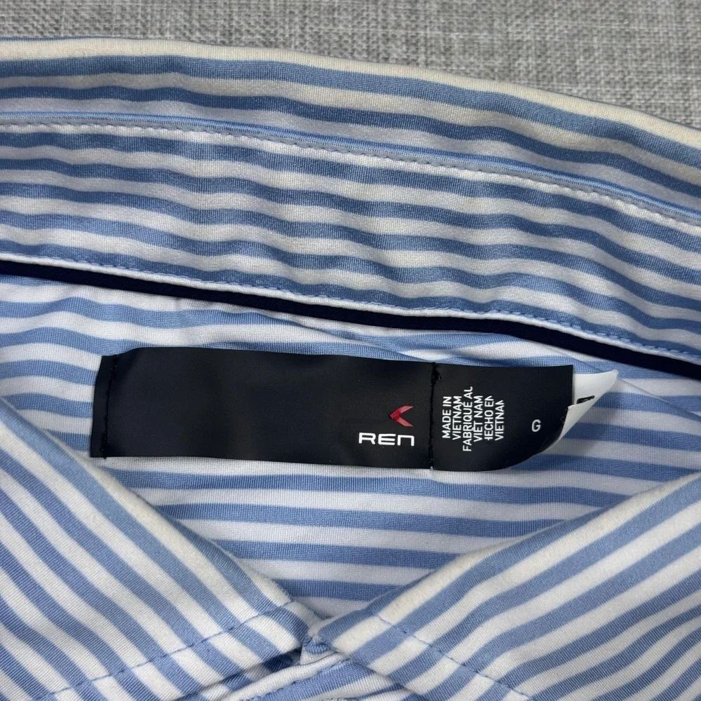 Ralph Lauren RLX Calusa Pines Golf Course Polo Shirt Mens Large Blue Striped